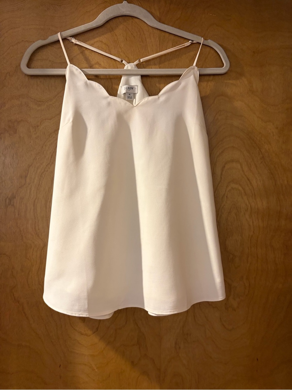 J. Crew Ivory Scalloped-Edge Camisole